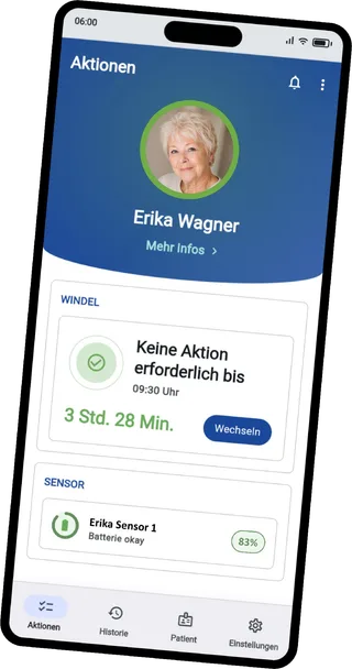 LUNA App auf dem Smartphone: Anzeige, bis wann kein Wechsel nötig ist, und Akkustand des Sensors